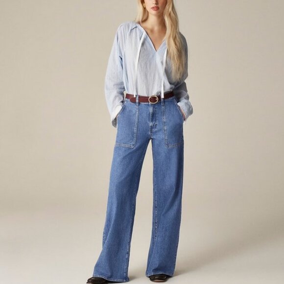 J. Crew Camp-pocket wide-leg jean 32 Petite - Picture 1 of 13